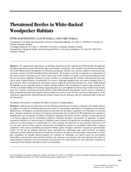 Threatened Beetles in White-Backed Woodpecker Habitats