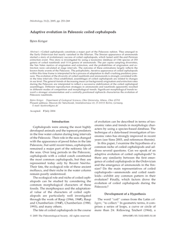 Adaptive Evolution in Paleozoic Coiled Cephalopods