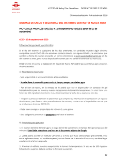 Normas De Salud Y Seguridad Del Instituto Cervantes Nueva York