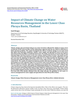 Impact of Climate Change on Water Resources Management in the Lower Chao Phraya Basin, Thailand