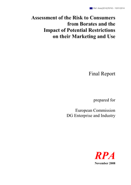 Assessment of the Risk to Consumers from Borates and the Impact of Potential Restrictions on Their Marketing and Use