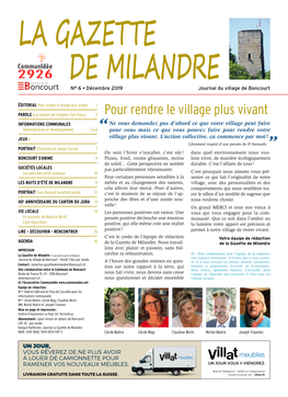 2926 N° 6 • Décembre 2019 Journal Du Village De Boncourt