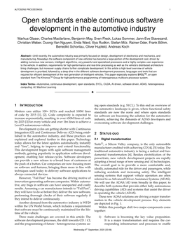 Open Standards Enable Continuous Software Development in the Automotive Industry