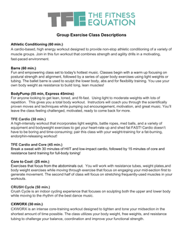 Group Exercise Class Descriptions