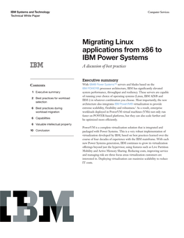 Migrating Linux Applications from X86 to IBM Power Systems a Discussion of Best Practices