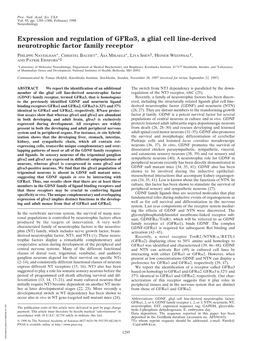 Expression and Regulation of GFR 3, a Glial Cell Line-Derived Neurotrophic