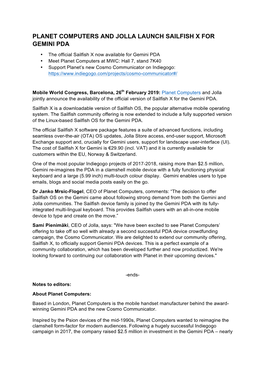 Planet Computers and Jolla Launch Sailfish X for Gemini Pda