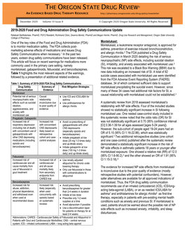 2019-2020 Food and Drug Administration Drug Safety Communications Update