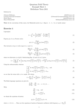 Quantum Field Theory Example Sheet 1 Michelmas Term 2011 Exercise 1