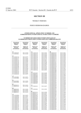 PCT Gazette, Weekly Issue No. 15, 2001