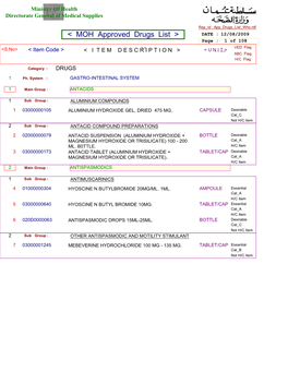 < MOH Approved Drugs List >