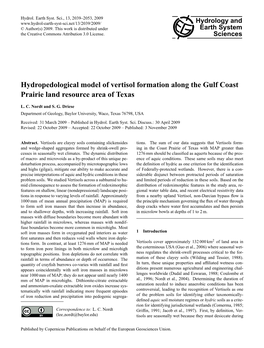 Hydropedological Model of Vertisol Formation Along the Gulf Coast Prairie Land Resource Area of Texas