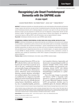 Recognizing Late Onset Frontotemporal Dementia with the DAPHNE Scale a Case Report