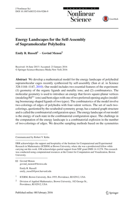 Energy Landscapes for the Self-Assembly of Supramolecular Polyhedra