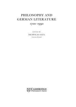 Philosophy and German Literature –