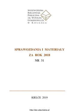 Sprawozdania I Materiały Za Rok 2018 Nr 31