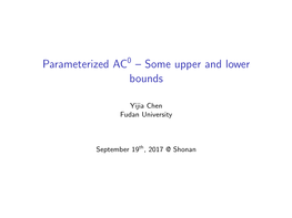 Parameterized AC0 – Some Upper and Lower Bounds