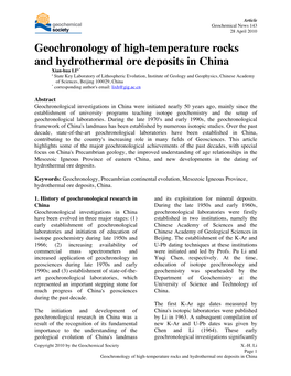 Geochronology of High-Temperature Rocks and Hydrothermal Ore