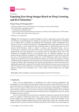 Exposing Face-Swap Images Based on Deep Learning and ELA Detection †