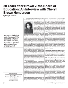 An Interview with Cheryl Brown Henderson by Nancy E