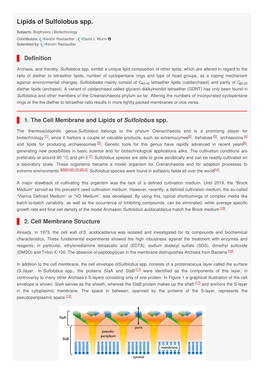 Lipids of Sulfolobus Spp. | Encyclopedia