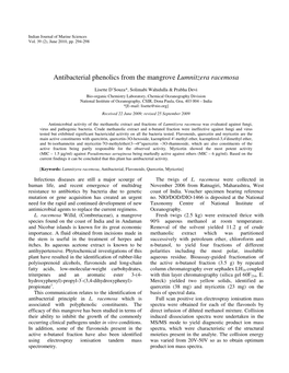 Antibacterial Phenolics from the Mangrove Lumnitzera Racemosa