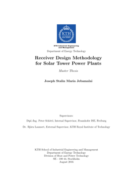 Receiver Design Methodology for Solar Tower Power Plants