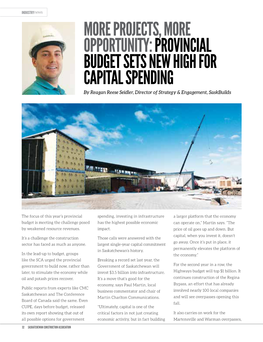 Provincial Budget Sets New High for Capital Spending by Reagan Reese Seidler, Director of Strategy & Engagement, Saskbuilds