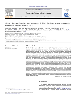 Signals from the Wadden Sea: Population Declines Dominate Among Waterbirds Depending on Intertidal Mudﬂats