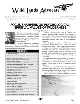 Wild Lands Advocate Vol. 11, No. 6, December 2003