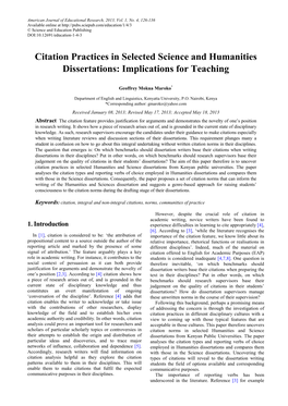 Citation Practices in Selected Science and Humanities Dissertations: Implications for Teaching