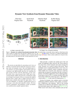 Dynamic View Synthesis from Dynamic Monocular Video