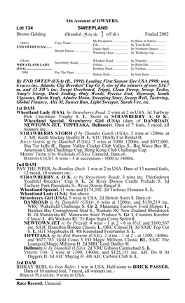 On Account of OWNERS. Lot 134 SWEEPLAND Brown