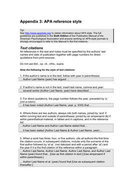 Appendix 3: APA Reference Style