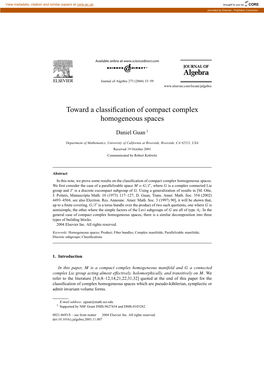 Toward a Classification of Compact Complex Homogeneous