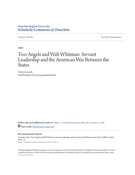 Two Angels and Walt Whitman: Servant Leadership and the American War Between the States S