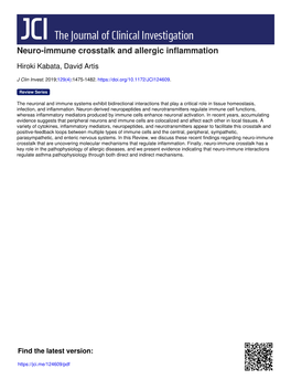 Neuro-Immune Crosstalk and Allergic Inflammation