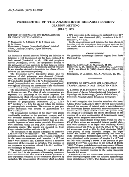 Proceedings of the Anaesthetic Research Society Glasgow Meeting July 7, 1979