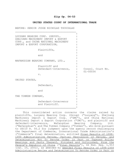 Slip Op. 04-53 UNITED STATES COURT of INTERNATIONAL TRADE BEFORE: SENIOR