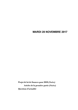 Mardi 28 Novembre 2017