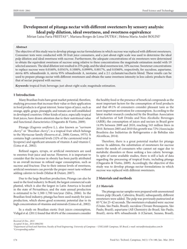 Development of Pitanga Nectar with Different Sweeteners by Sensory