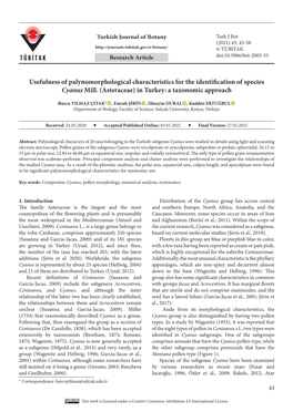 Usefulness of Palynomorphological Characteristics for the Identification of Species Cyanus Mill