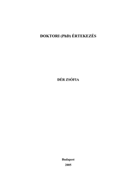 DOKTORI (Phd) ÉRTEKEZÉS