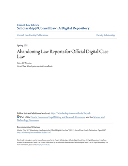 Abandoning Law Reports for Official Digital Case Law Peter W