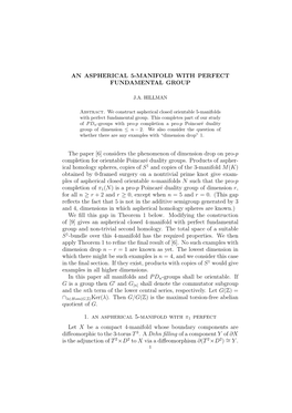 An Aspherical 5-Manifold with Perfect Fundamental Group