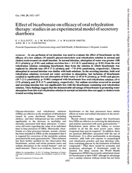 Effect of Bicarbonate on Efficacy of Oral Rehydration Therapy: Studies in an Experimental Model of Secretory Diarrhoea