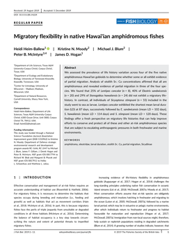 Migratory Flexibility in Native Hawai'ian Amphidromous Fishes