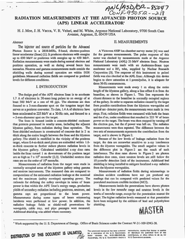 Radiation Measurements at the Advanced Photon Source (Aps) Linear Accelerator