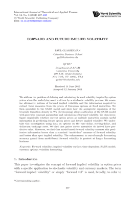 Forward and Future Implied Volatility