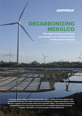 DECARBONIZING MERALCO the Imperatives to Prioritize Pro-People, Pro-Climate Models in the Power Business